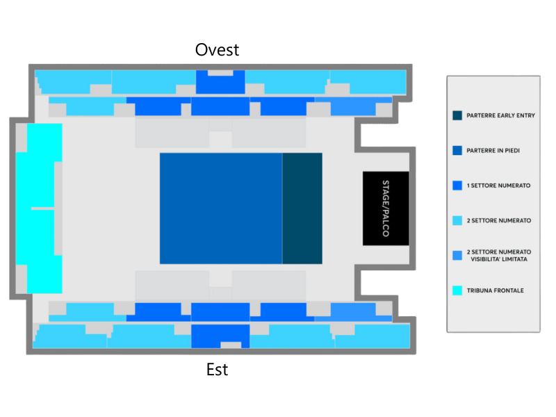 Seat Map Unipol Arena - Live Music Venue in Bologna - Travel2Concert