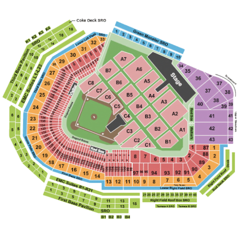 Map Fenway Park - Live Music Venue in Boston, USA - Travel2Concert