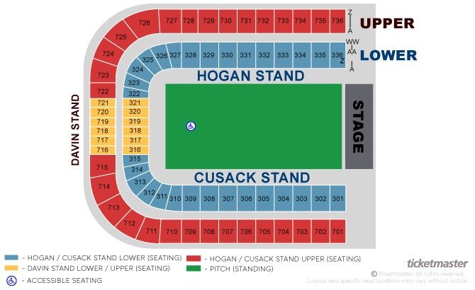 Croke Park Seating Map - Bon Jovi Concert