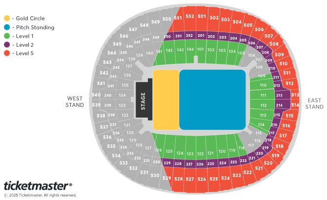 Wembley Stadium Seating Map - Bon Jovi Concert