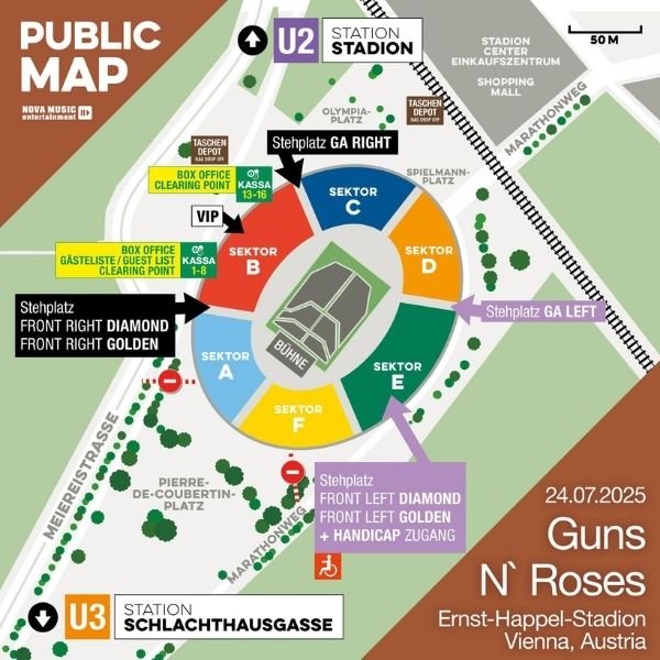 Map Ernst Happel Stadium - Live Music Venues in Vienna, Austria - Travel 2 Concert