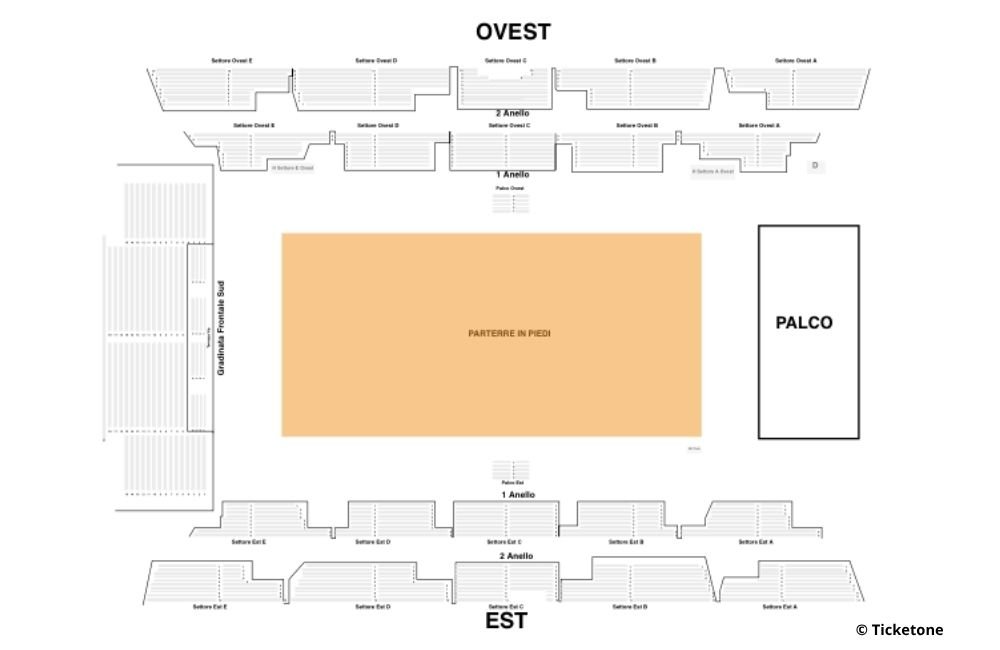 Seat Map Unipol Arena - Live Music Venue in Bologna - Travel2Concert