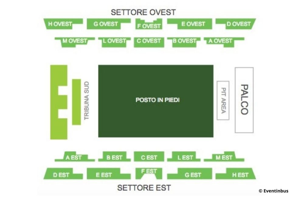 Seat Map Unipol Arena - Live Music Venue in Bologna - Travel2Concert
