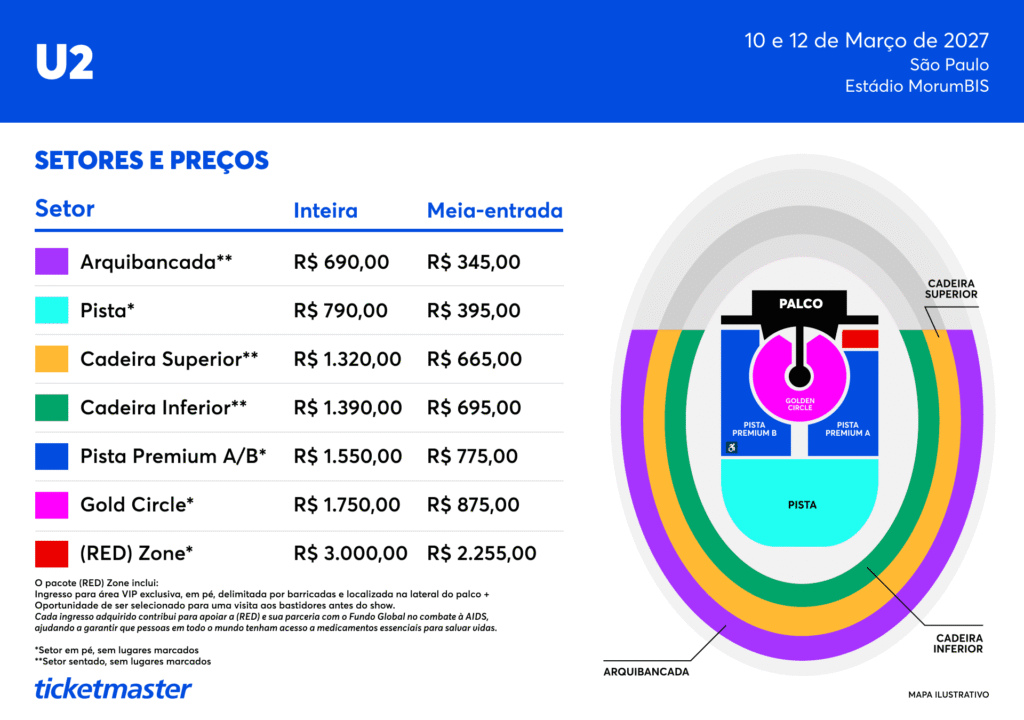 Sao Paulo U2 seating map 2027